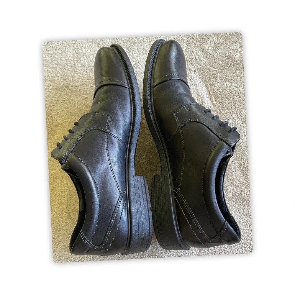 Ecco Helsinki‎ 2 Cap Toe Derby Dress Shoes Black Leather Men's Size U.S. 10-10.5